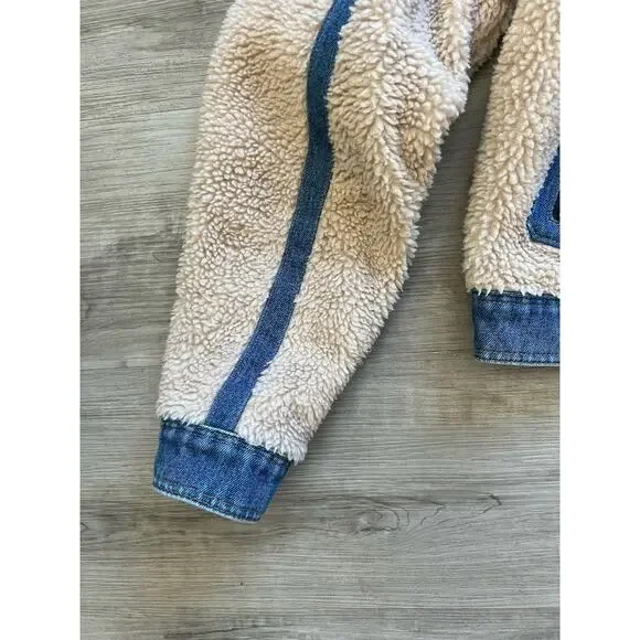 $495 VERONICA BEARD "Potter" cropped fleece and denim jacket coat sz S